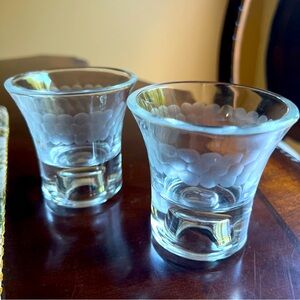 Glass Candle Holder Use Both Sides Taper or Votive Eteched